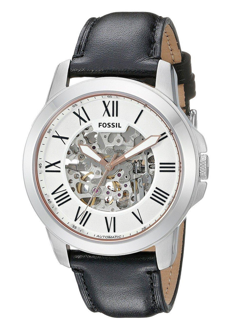 Fossil Grant Automatic Skeleton White Dial Black Leather Strap Watch for Men - ME3101 Buy Now By Fossil