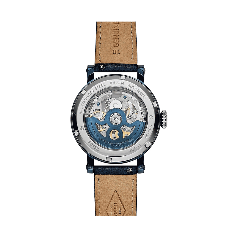 Fossil Boyfriend Skeleton Blue Dial Blue Leather Strap Watch for Women - ME3136 Buy Now By Fossil