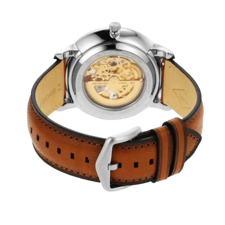 Fossil Neutra Automatic Luggage Skeleton Blue Dial Brown Leather Strap Watch for Men - ME3160 Buy Now By Fossil