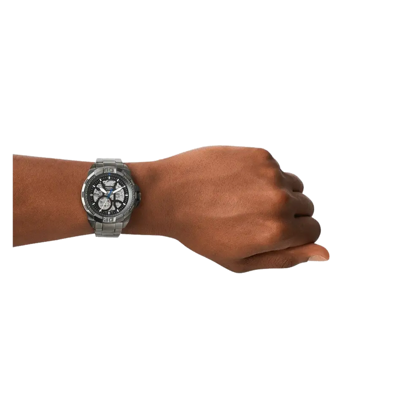Fossil Bronson Automatic Skeleton Black Dial Grey Steel Strap Watch for Men - ME3218 Buy Now By Fossil