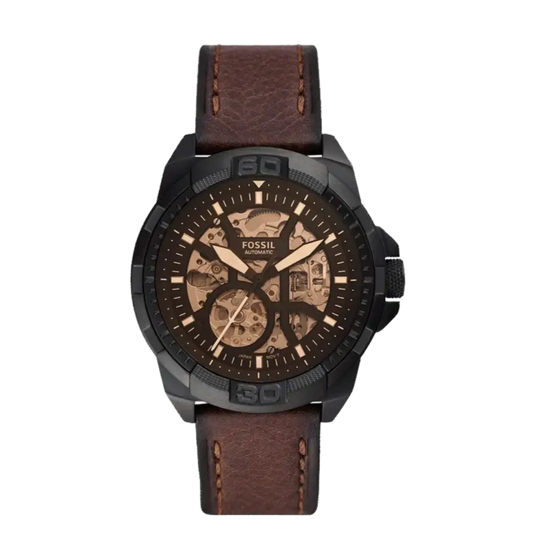 Fossil Bronson Automatic Skeleton Black Dial Brown Leather Strap Watch for Men - ME3219 Buy Now By Fossil