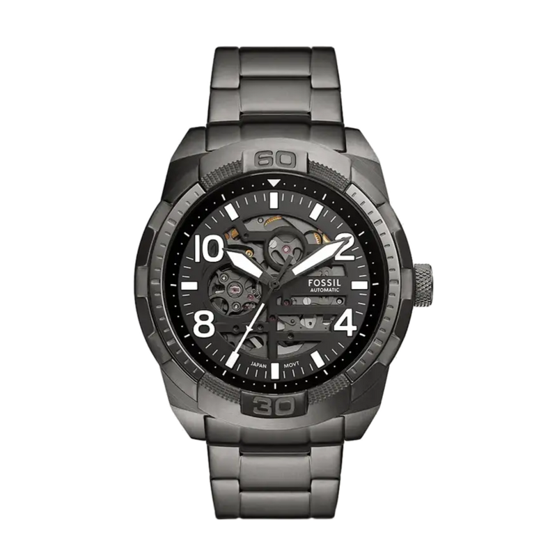 Fossil Bronson Automatic Skeleton Black Dial Grey Steel Strap Watch for Men - ME3255 Buy Now By Fossil
