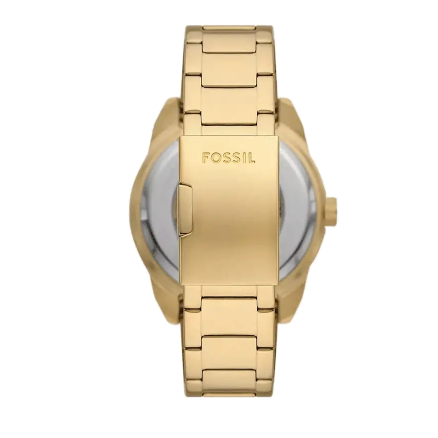 Fossil Bronson Automatic Skeleton Black Dial Gold Steel Strap Watch for Men - ME3257