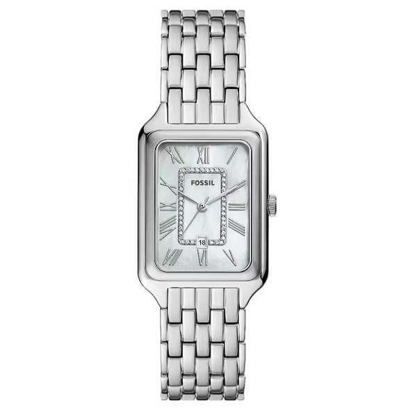 Fossil Raquel Three Hand Date Mother of Pearl Dial Silver Steel Strap Watch for Women - ES5306 Buy Now By Fossil