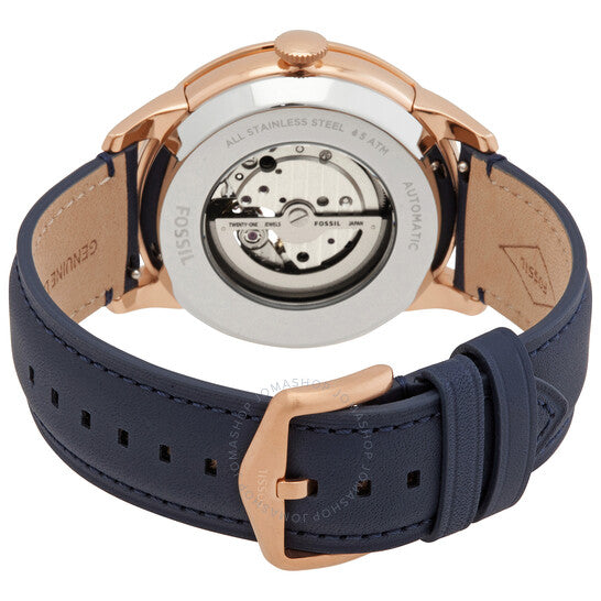 Fossil Townsman Automatic White Dial Navy Blue Leather Strap Watch for Men - ME3171 Buy Now By Fossil