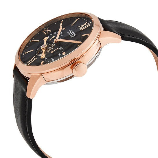 Fossil Townsman Automatic Black Dial Black Leather Strap Watch for Men - ME3170 Buy Now By Fossil