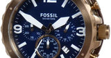Shop Fossil Nate Chronograph Blue Dial Brown Leather Strap Watch for Men - JR1505 in USA