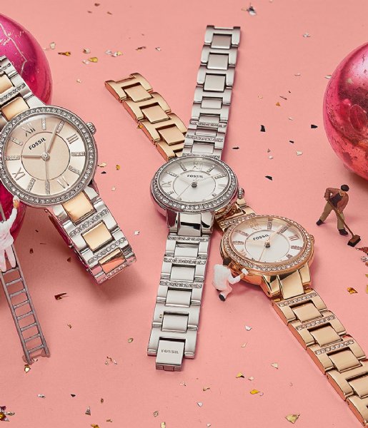Fossil Virginia White Dial Rose Gold Steel Strap Watch for Women - ES3284 Buy Now By Fossil
