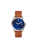 Shop Fossil Commuter Blue Dial Blue Leather Strap Watch for Men - FS5325 in USA