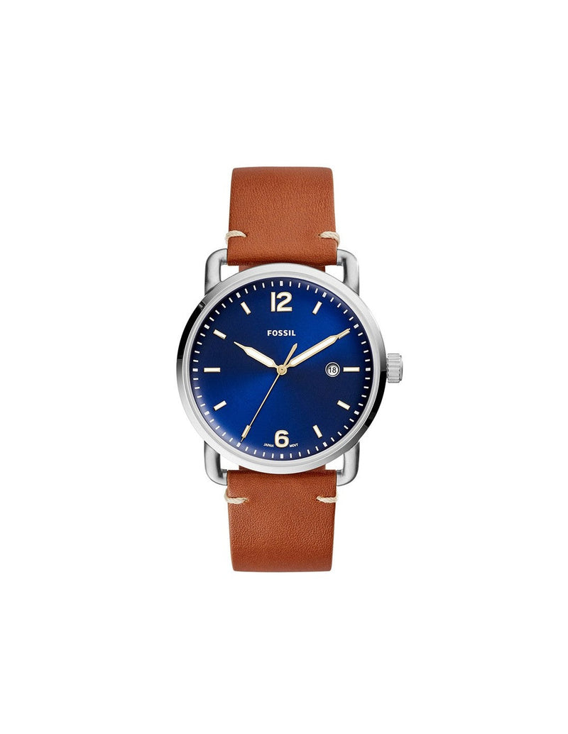 Shop Fossil Commuter Blue Dial Blue Leather Strap Watch for Men - FS5325 in USA