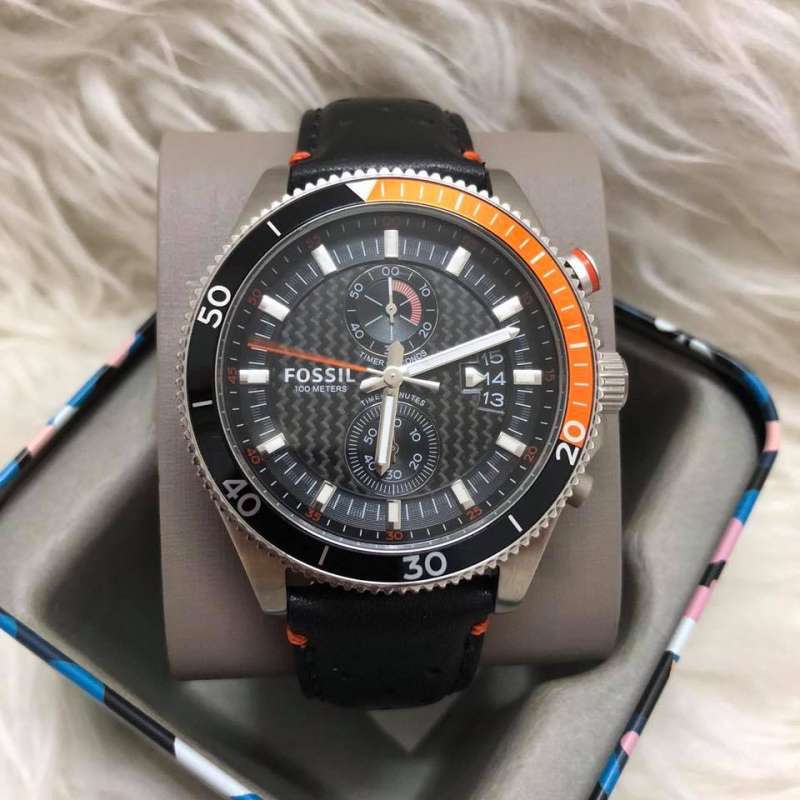 Fossil Wakefield Chronograph Black Dial Black Leather Strap Watch for Men - CH2953 Buy Now By Fossil
