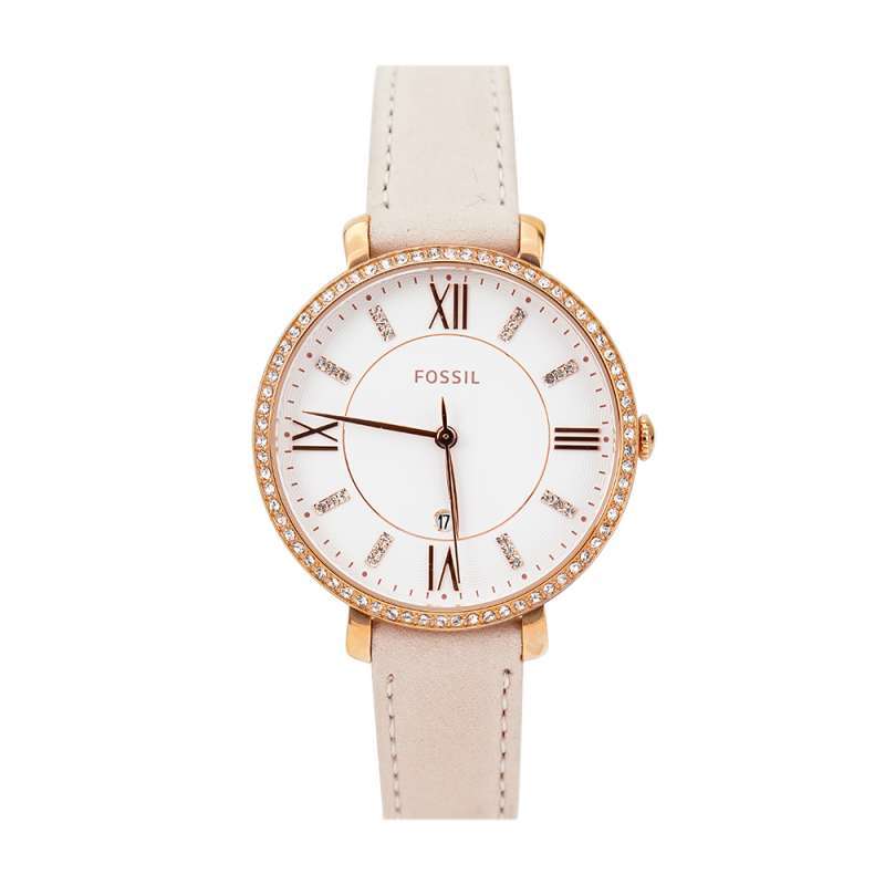 Shop Fossil Jacqueline White Dial Pink Leather Strap Watch for Women - ES4303 in USA