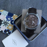 Fossil Twist Chronograph Multifunction Taupe Dial Brown Leather Strap Watch for Men - ME1098 Buy Now By Fossil