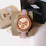 Fossil Stella Multifunction Rose Gold Dial Two Tone Steel Strap Watch for Women - ES4755 Buy Now By Fossil