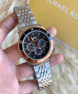 Michael Kors Bayville Chronograph Black Dial Silver Steel Strap Watch For Men - MK8725