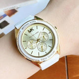 Michael Kors Jessa Quartz Gold Dial White Silicone Strap Watch For Women - MK7267 Buy Now By Michael Kors