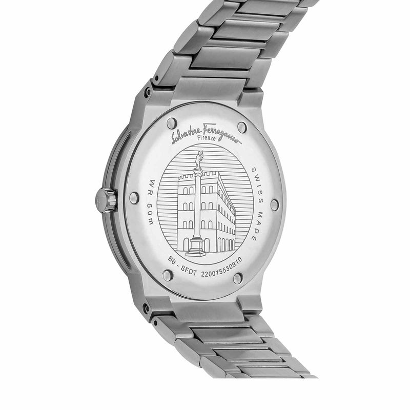 Shop Salvatore Ferragamo F-80 Classic Blue Dial Silver Steel Strap Watch for Men - SFDT01320 in USA