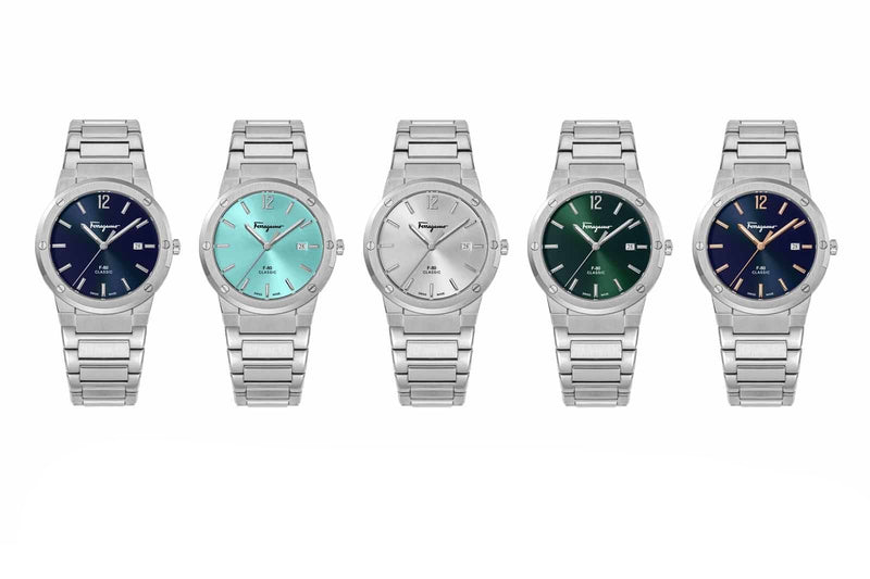 Shop Salvatore Ferragamo F-80 Classic Green Dial Silver Steel Strap Watch for Men - SFDT02123 in USA