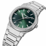 Shop Salvatore Ferragamo F-80 Classic Green Dial Silver Steel Strap Watch for Men - SFDT02123 in USA