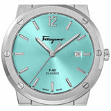 Shop Salvatore Ferragamo F-80 Classic Tiffany Blue Dial Silver Steel Strap Watch for Men - SFDT02323 in USA