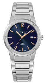 Shop Salvatore Ferragamo F-80 Classic Black Dial Silver Steel Strap Watch for Men - SFDT02423 in USA