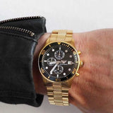 Emporio Armani Chronograph Black Dial Gold Steel Strap Watch For Men - AR5857 Buy Now By Emporio Armani