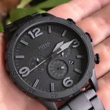 Fossil Nate Chronograph Black Dial Black Steel Strap Watch for Men - JR1401 Buy Now By Fossil