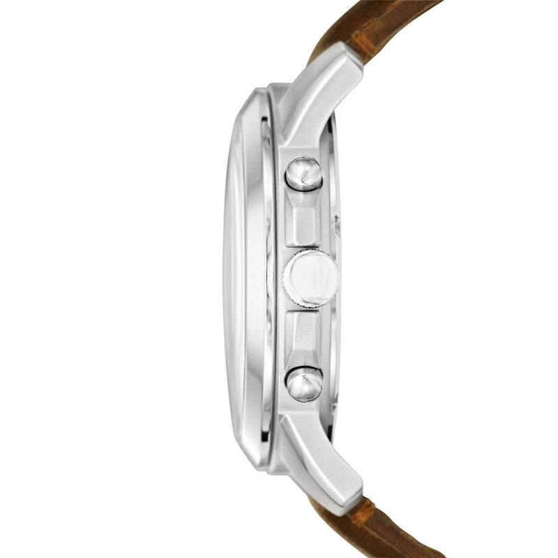 Fossil Grant Chronograph White Dial Brown Leather Strap Watch for Men - FS4735 Buy Now By Fossil
