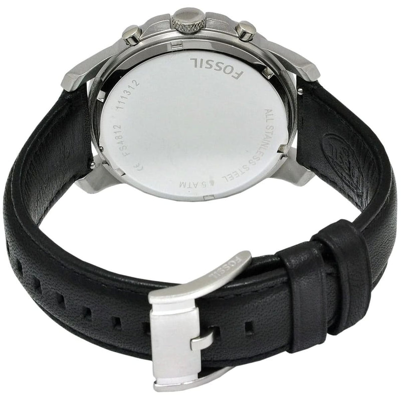 Fossil Grant Chronograph Black Dial Black Leather Strap Watch for Men - FS4812 Buy Now By Fossil