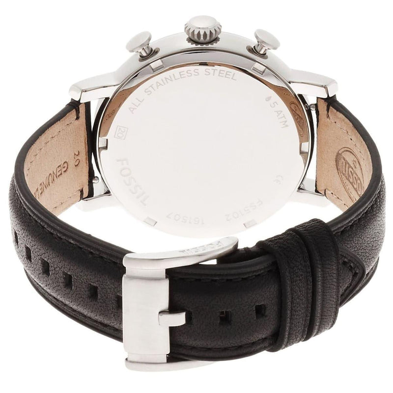 Fossil Buchanan Chronograph Silver Dial Black Leather Strap Watch for Men - FS5102 Buy Now By Fossil