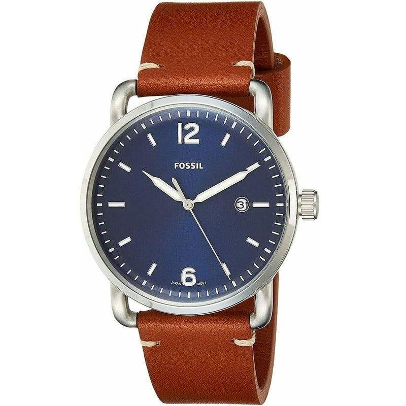 Shop Fossil Commuter Blue Dial Blue Leather Strap Watch for Men - FS5325 in USA