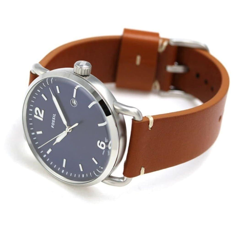 Shop Fossil Commuter Blue Dial Blue Leather Strap Watch for Men - FS5325 in USA