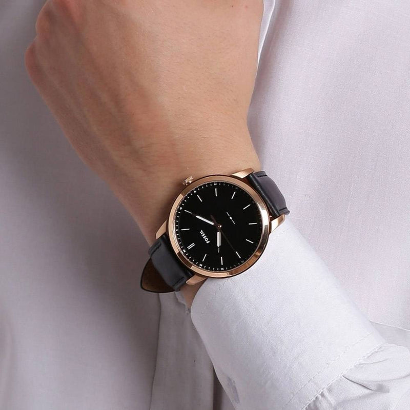 Fossil The Minimalist Black Dial Black Leather Strap Watch for Men - FS5376 Buy Now By Fossil