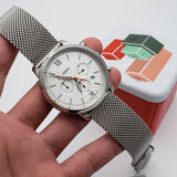 Fossil Neutra Chronograph White Dial Silver Mesh Bracelet Watch for Men - FS5382 Buy Now By Fossil