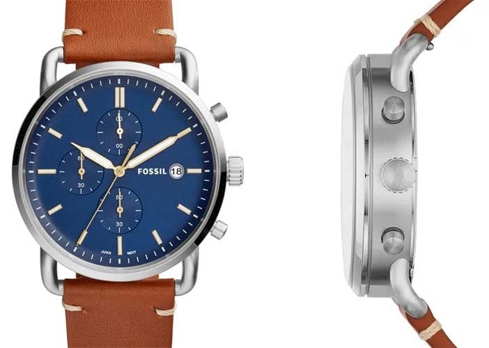 Fossil The Commuter Blue Dial Brown Leather Strap Watch for Men - FS5401 Buy Now By Fossil