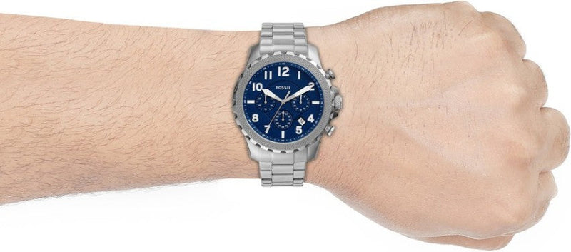 Fossil Bowman Chronograph Blue Dial Silver Steel Strap Watch for Men - FS5604 Buy Now By Fossil