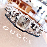 Gucci G Brown Square Brown Dial Silver Steel Strap Watch For Women - YA125402 Buy Now By Gucci