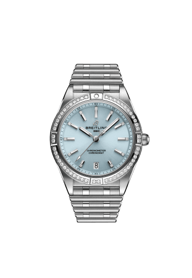 Breitling Chronomat 36 Diamonds Blue Dial Silver Steel Strap Watch for Women - G10380591C1G1