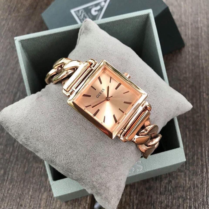 Shop Guess Vanity Rose Gold Dial Rose Gold Steel Strap Watch for Women - W1029L3 in USA
