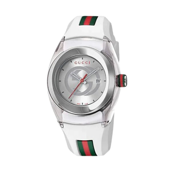 Shop Gucci Sync Quartz White Dial White Rubber Strap Unisex Watch - YA137302 in USA
