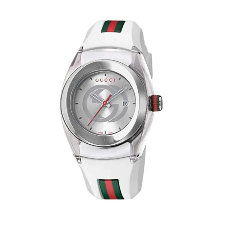 Shop Gucci Sync Quartz White Dial White Rubber Strap Unisex Watch - YA137302 in USA