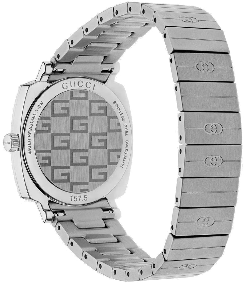 Shop Gucci Grip Quartz Silver Dial Silver Steel Strap Watch For Men - YA157501 in USA