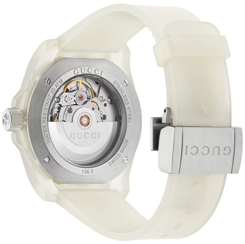 Shop Gucci Dive Automatic White Dial White Rubber Strap Unisex Watch - YA136342 in USA