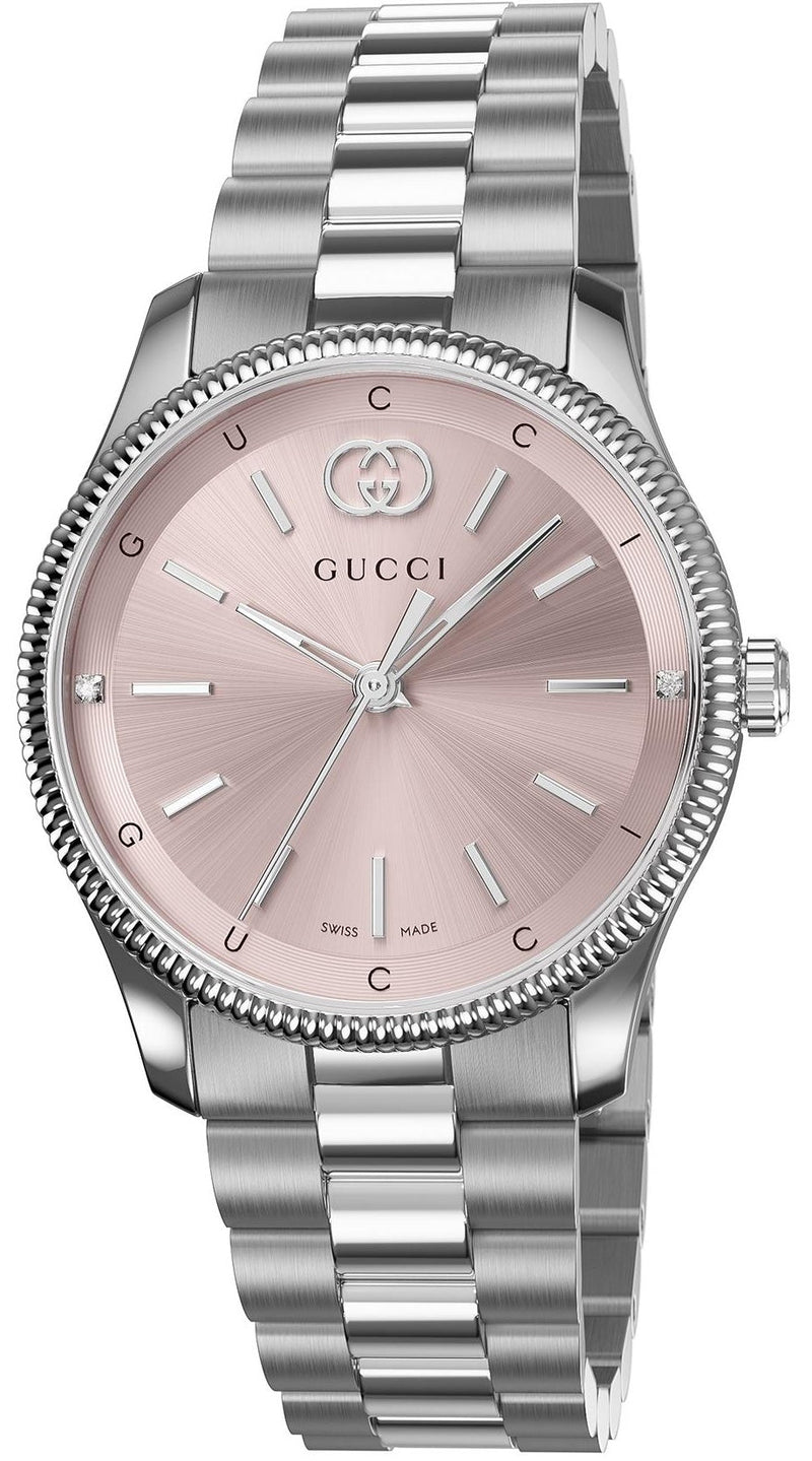 Shop Gucci G Timeless Quartz Pink Dial Silver Steel Strap Watch for Women - YA1265061 in USA