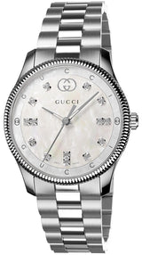 Shop Gucci G Timeless Diamonds White Dial Silver Steel Strap Watch for Women - YA1265064 in USA