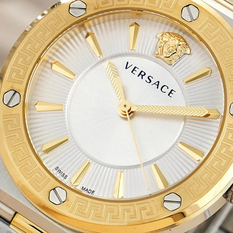 Versace Hellenyium Green Dial Two Tone Steel Strap Watch for Women - VEVH00620 Buy Now By Versace