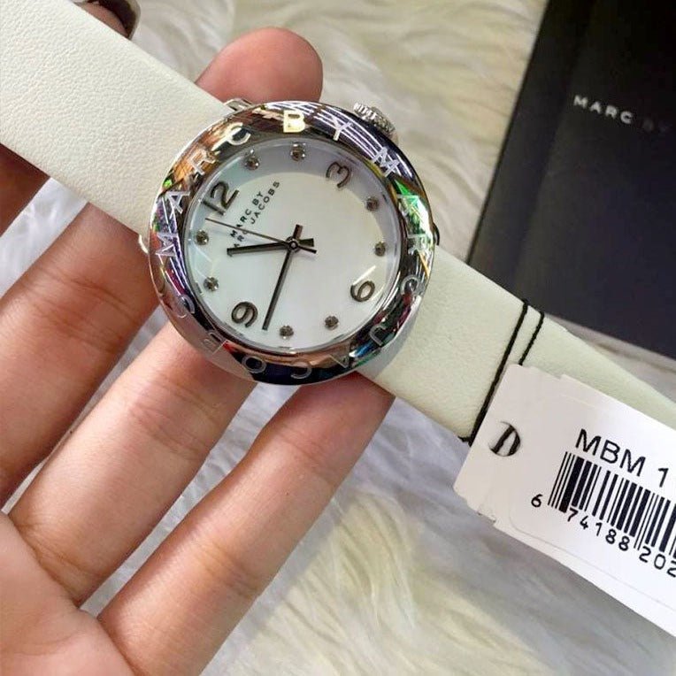 Marc Jacobs Amy White Dial White Leather Strap Watch for Women - MBM1136 Buy Now By Marc Jacobs