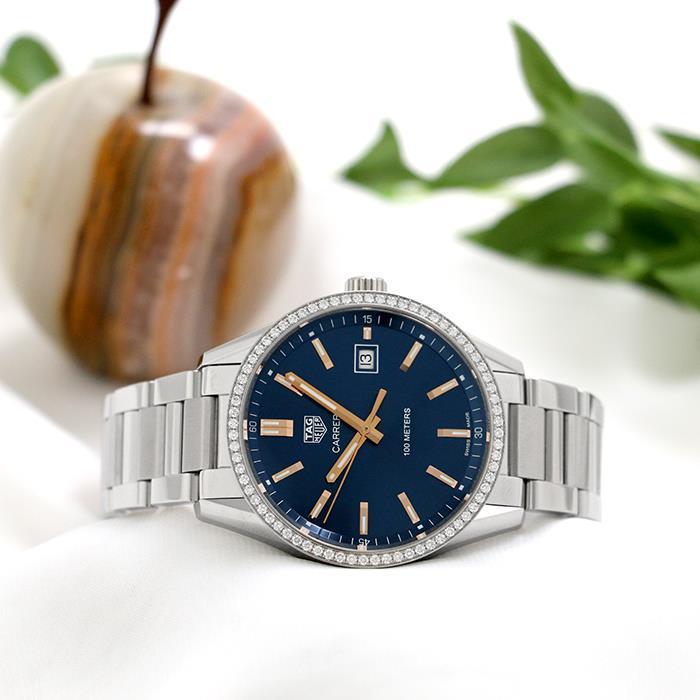 Tag Heuer Carrera Quartz Diamonds Blue Dial Silver Steel Strap Watch for Women - WAR1114.BA0601