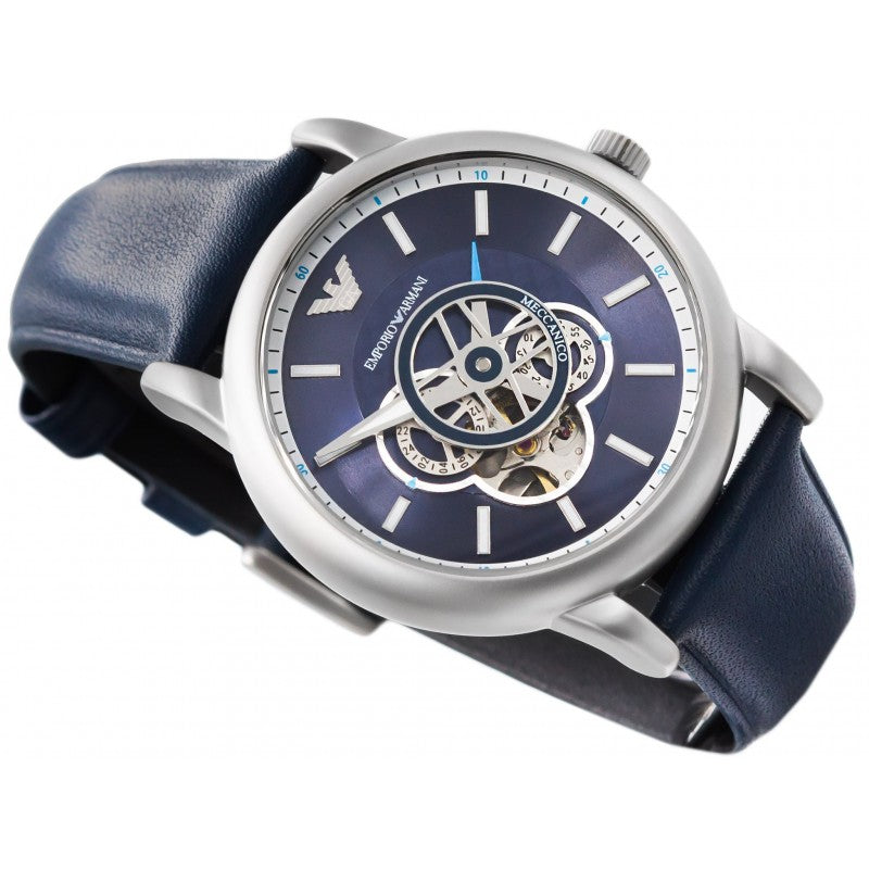 Emporio Armani Luigi Chronograph Blue Dial Black Leather Strap Watch For Men - AR60011 Buy Now By Emporio Armani