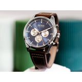 Hugo Boss Pioneer Chronograph Blue Dial Brown Leather Strap Watch For Men - 1513709 Buy Now By Hugo Boss